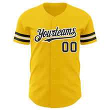 Load image into Gallery viewer, Custom Yellow Black-White Authentic Baseball Jersey