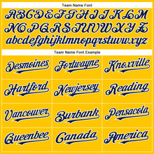 Load image into Gallery viewer, Custom Yellow Navy-White Authentic Baseball Jersey