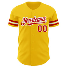 Load image into Gallery viewer, Custom Yellow Red-White Authentic Baseball Jersey