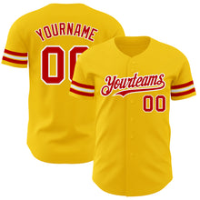 Load image into Gallery viewer, Custom Yellow Red-White Authentic Baseball Jersey
