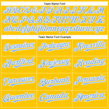 Load image into Gallery viewer, Custom Yellow Light Blue-White Authentic Baseball Jersey