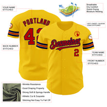 Load image into Gallery viewer, Custom Yellow Red-Navy Authentic Baseball Jersey