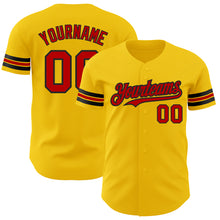 Load image into Gallery viewer, Custom Yellow Red-Black Authentic Baseball Jersey