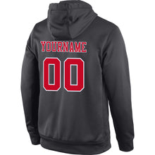 Load image into Gallery viewer, Custom Stitched Anthracite Red-White Sports Pullover Sweatshirt Hoodie