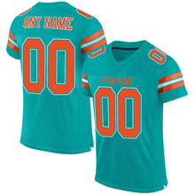 Load image into Gallery viewer, Custom Aqua Orange-White Mesh Authentic Football Jersey