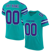Load image into Gallery viewer, Custom Aqua Purple-White Mesh Authentic Football Jersey