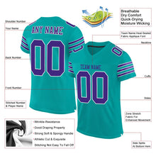 Load image into Gallery viewer, Custom Aqua Purple-White Mesh Authentic Football Jersey