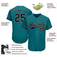 Load image into Gallery viewer, Custom Teal Navy-Old Gold Authentic Baseball Jersey
