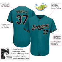 Load image into Gallery viewer, Custom Teal Navy-Old Gold Authentic Baseball Jersey