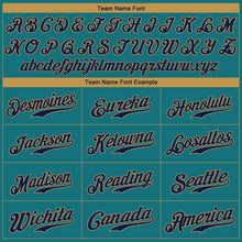 Load image into Gallery viewer, Custom Teal Navy-Old Gold Authentic Baseball Jersey