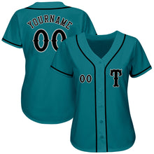 Load image into Gallery viewer, Custom Teal Black-Gray Authentic Baseball Jersey