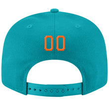 Load image into Gallery viewer, Custom Aqua Orange-White Stitched Adjustable Snapback Hat