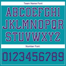 Load image into Gallery viewer, Custom Aqua Purple-White Stitched Adjustable Snapback Hat