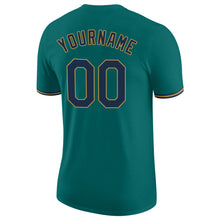 Load image into Gallery viewer, Custom Aqua Navy-Old Gold Performance T-Shirt