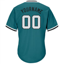 Load image into Gallery viewer, Custom Aqua White-Black Authentic Throwback Rib-Knit Baseball Jersey Shirt