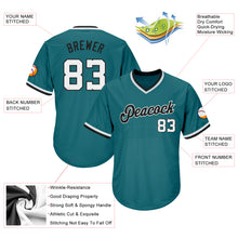 Load image into Gallery viewer, Custom Aqua White-Black Authentic Throwback Rib-Knit Baseball Jersey Shirt