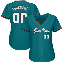 Load image into Gallery viewer, Custom Teal White-Orange Authentic Baseball Jersey