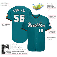 Load image into Gallery viewer, Custom Teal White-Orange Authentic Baseball Jersey