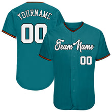 Load image into Gallery viewer, Custom Teal White-Orange Authentic Baseball Jersey