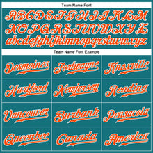 Load image into Gallery viewer, Custom Teal White Pinstripe Orange-White Authentic Baseball Jersey