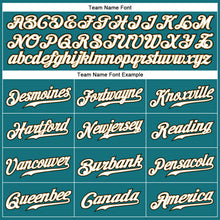 Load image into Gallery viewer, Custom Teal White Pinstripe White-Old Gold Authentic Baseball Jersey