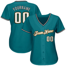 Load image into Gallery viewer, Custom Teal White-Old Gold Authentic Baseball Jersey