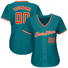 Load image into Gallery viewer, Custom Teal Orange-White Authentic Baseball Jersey