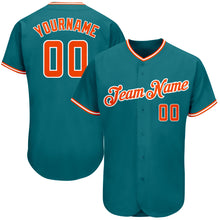 Load image into Gallery viewer, Custom Teal Orange-White Authentic Baseball Jersey