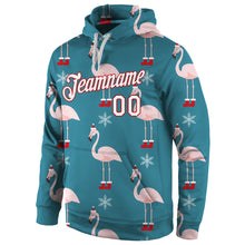 Load image into Gallery viewer, Custom Stitched Aqua White-Red Christmas 3D Sports Pullover Sweatshirt Hoodie