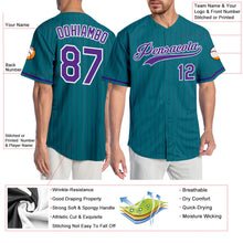 Load image into Gallery viewer, Custom Teal Purple Pinstripe Purple-White Authentic Baseball Jersey