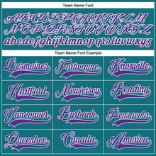 Load image into Gallery viewer, Custom Teal Purple Pinstripe Purple-White Authentic Baseball Jersey