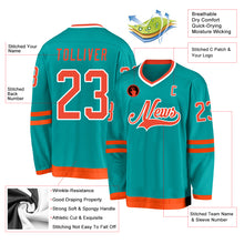 Load image into Gallery viewer, Custom Aqua Orange-White Hockey Jersey
