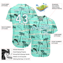 Load image into Gallery viewer, Custom Teal White-Teal 3D Pattern Design Hawaii Palm Trees Authentic Baseball Jersey