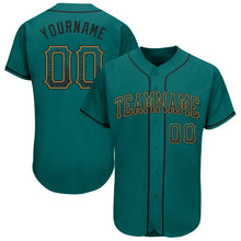 Load image into Gallery viewer, Custom Teal Black-Old Gold Authentic Drift Fashion Baseball Jersey
