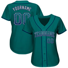 Load image into Gallery viewer, Custom Teal Navy-Gray Authentic Drift Fashion Baseball Jersey