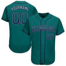 Load image into Gallery viewer, Custom Teal Navy-Gray Authentic Drift Fashion Baseball Jersey