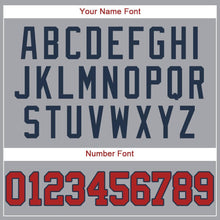 Load image into Gallery viewer, Custom Gray Red-Navy Baseball Jersey