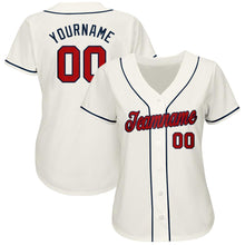 Load image into Gallery viewer, Custom Cream Red-Navy Baseball Jersey