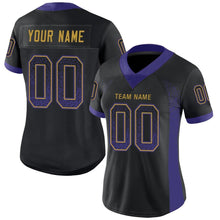 Load image into Gallery viewer, Custom Black Purple-Old Gold Drift Fashion Football Jersey