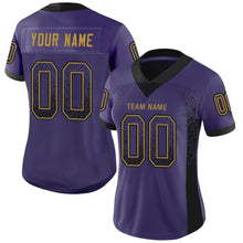 Load image into Gallery viewer, Custom Purple Black-Old Gold Drift Fashion Football Jersey