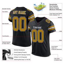 Load image into Gallery viewer, Custom Black Old Gold-White Mesh Authentic Football Jersey