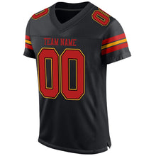 Load image into Gallery viewer, Custom Black Scarlet-Gold Mesh Authentic Football Jersey