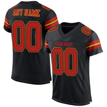 Load image into Gallery viewer, Custom Black Scarlet-Gold Mesh Authentic Football Jersey