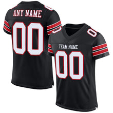 Load image into Gallery viewer, Custom Black White-Red Mesh Authentic Football Jersey