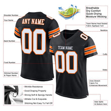 Load image into Gallery viewer, Custom Black White-Orange Mesh Authentic Football Jersey