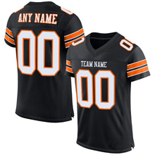 Load image into Gallery viewer, Custom Black White-Orange Mesh Authentic Football Jersey