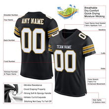 Load image into Gallery viewer, Custom Black White-Old Gold Mesh Authentic Football Jersey