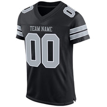 Load image into Gallery viewer, Custom Black Silver-White Mesh Authentic Football Jersey