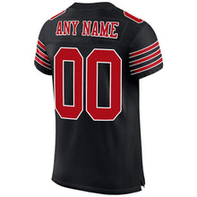 Load image into Gallery viewer, Custom Black Red-White Mesh Authentic Football Jersey