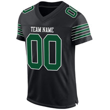 Load image into Gallery viewer, Custom Black Grass Green-White Mesh Authentic Football Jersey